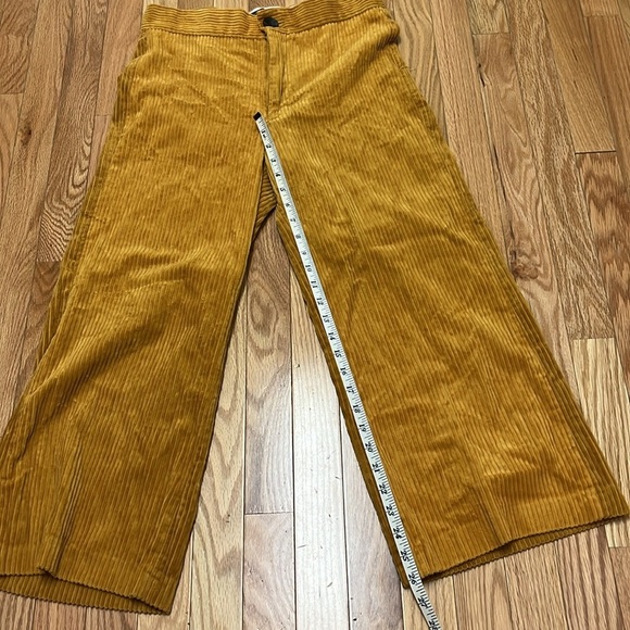 Zara Woman Mustard Wide Leg Corduroy Crop Pants - Picture 5 of 5